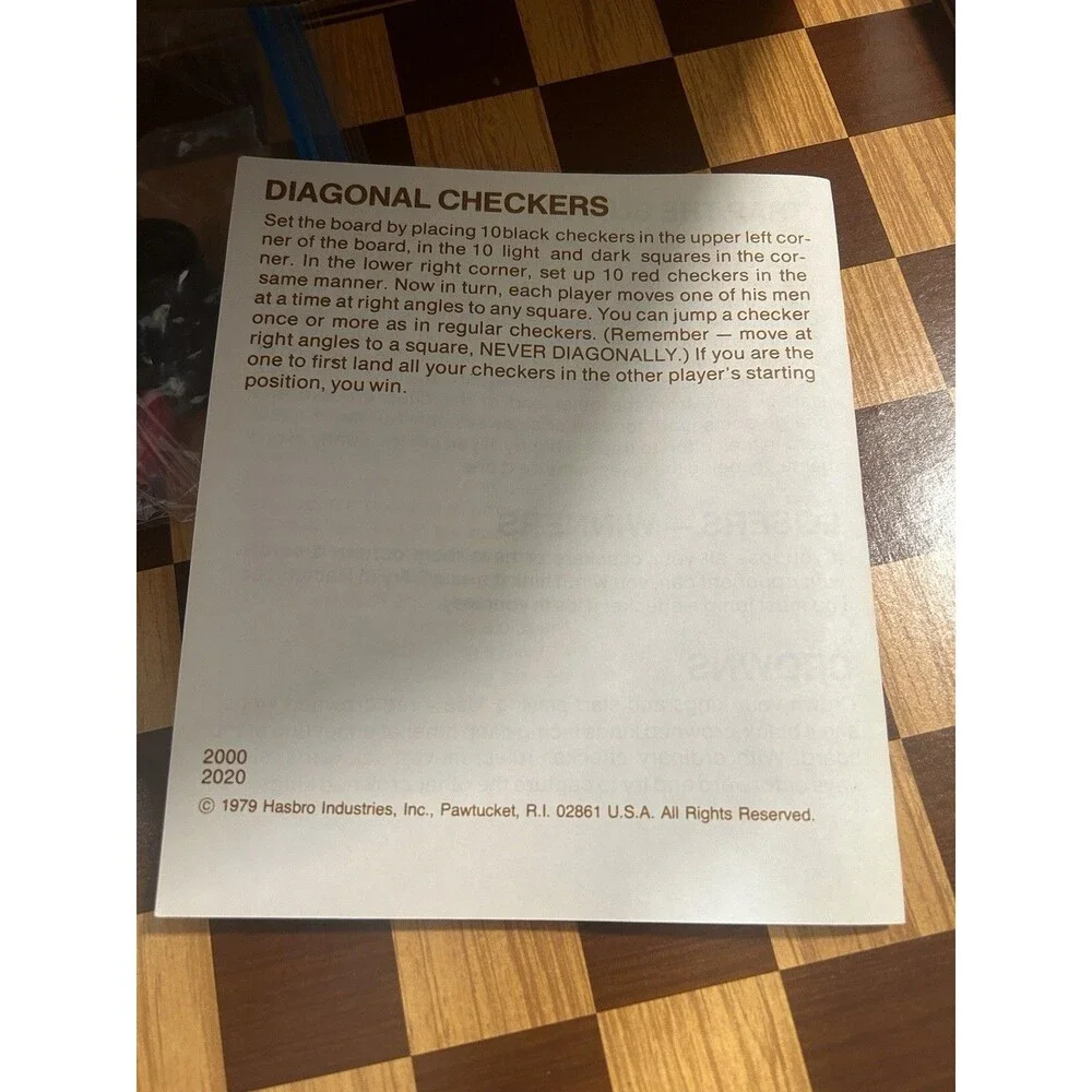 Vintage 1979 Hasbro CHECKERS Board Game #2000 Complete w/ Simulated Wood Board